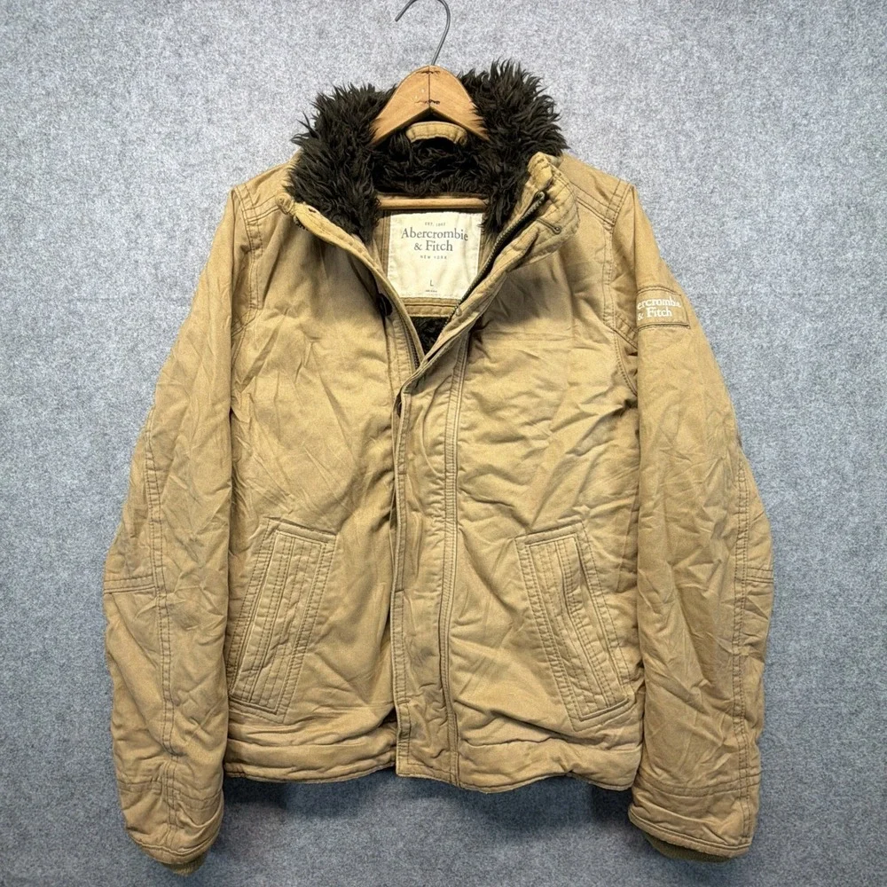 Vintage Abercrombie & Fitch Adirondack Jacket Men's Large Faux Fur Lined Y2K